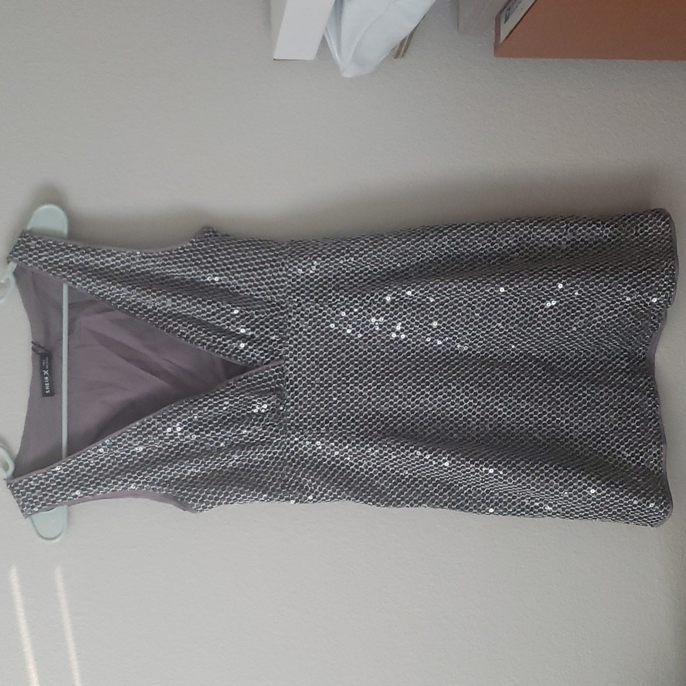 Plus Plunging Neck Sequins Dress